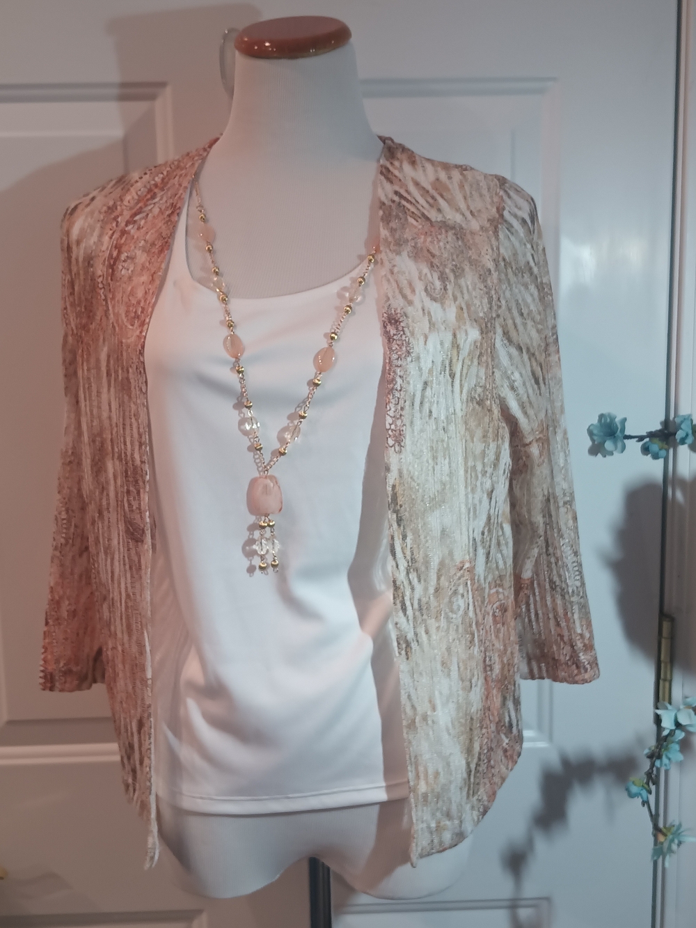 Alfred Dunner Petite 2 In 1 Lace Top With Necklace